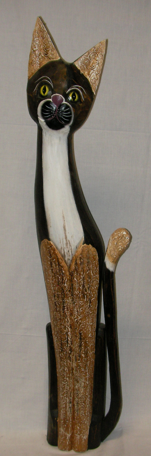 Wooden plastic Cat, statuette, sculpture 100 cm
