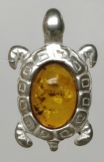 Brooch natural amber turtle