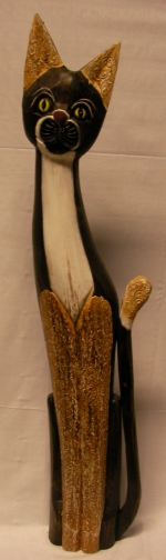 Wooden plastic Cat, statuette, sculpture 100 cm