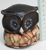 Wooden sculpture plastic owl