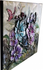 Big picture painting flowers relief