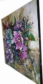 Big picture painting flowers relief