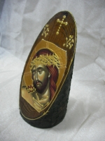 Icon on wood stump
