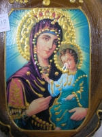 Icon on wood stump