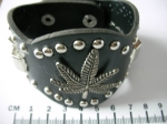 Leather bracelet with metal applique