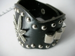 Leather bracelet with metal applique
