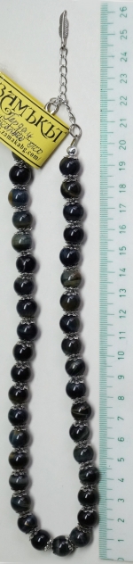 Necklace falcon s eye natural stone