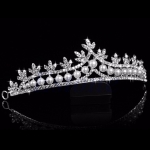 Bridal Princess Rhinestone Pearl Crystal Hair Tiara Wedding Crown Veil Headband