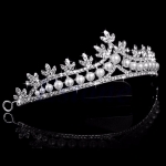 Bridal Princess Rhinestone Pearl Crystal Hair Tiara Wedding Crown Veil Headband