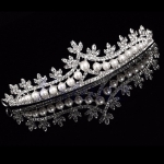 Bridal Princess Rhinestone Pearl Crystal Hair Tiara Wedding Crown Veil Headband