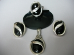 Earrings silver onyx