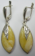 Earrings long natural amber