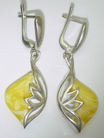 Earrings long natural amber