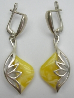 Earrings long natural amber