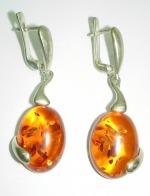 Earrings long natural amber