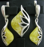 Earrings long natural amber