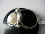 Silver pearl ring