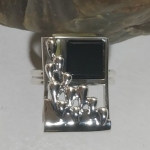 Silver ring rain onyx
