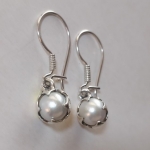 Silver earrings pearl ball