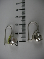 Silver earrings pearl ball