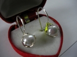 Silver earrings pearl ball