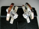 Silver earrings with gold applique