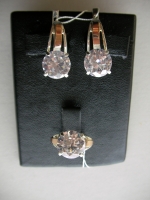 Silver earrings with gold applique