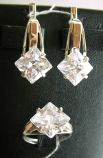Silver earrings with gold applique