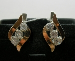 Silver earrings with gold applique