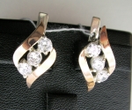 Silver earrings with gold applique