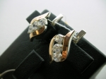 Silver earrings with gold applique