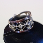 Unique handmade ring silver and gold with semiprecious stones