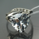 Unique handmade silver ring with zircon