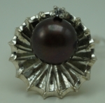 Unique handmade silver ring with zircon