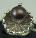 Unique handmade silver ring with zircon