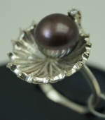 Unique handmade silver ring with zircon