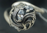Unique handmade silver ring with zircon