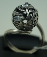 Unique handmade silver ring with zircon