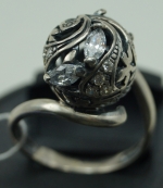 Unique handmade silver ring with zircon