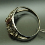 Unique handmade silver ring with gold applique and zircon