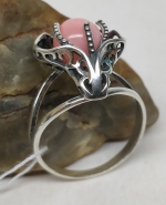 Unique Silver ring Lily stone coral