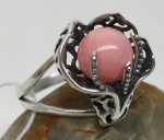 Unique Silver ring Lily stone coral