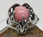 Unique Silver ring Lily stone coral