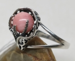 Unique Silver ring Lily stone coral