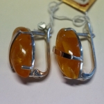 Unique handmade earrings amber silver and gold