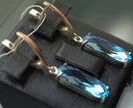 Unique handmade silver earrings Swarovski with gold applique