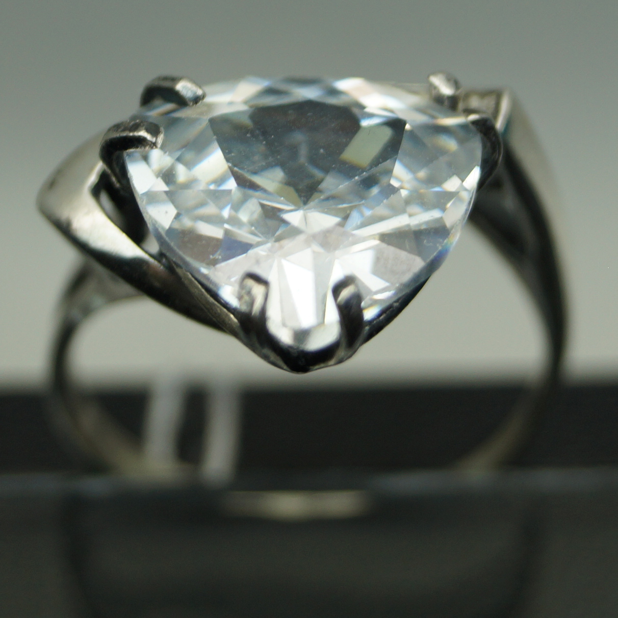 Unique handmade silver ring with zircon